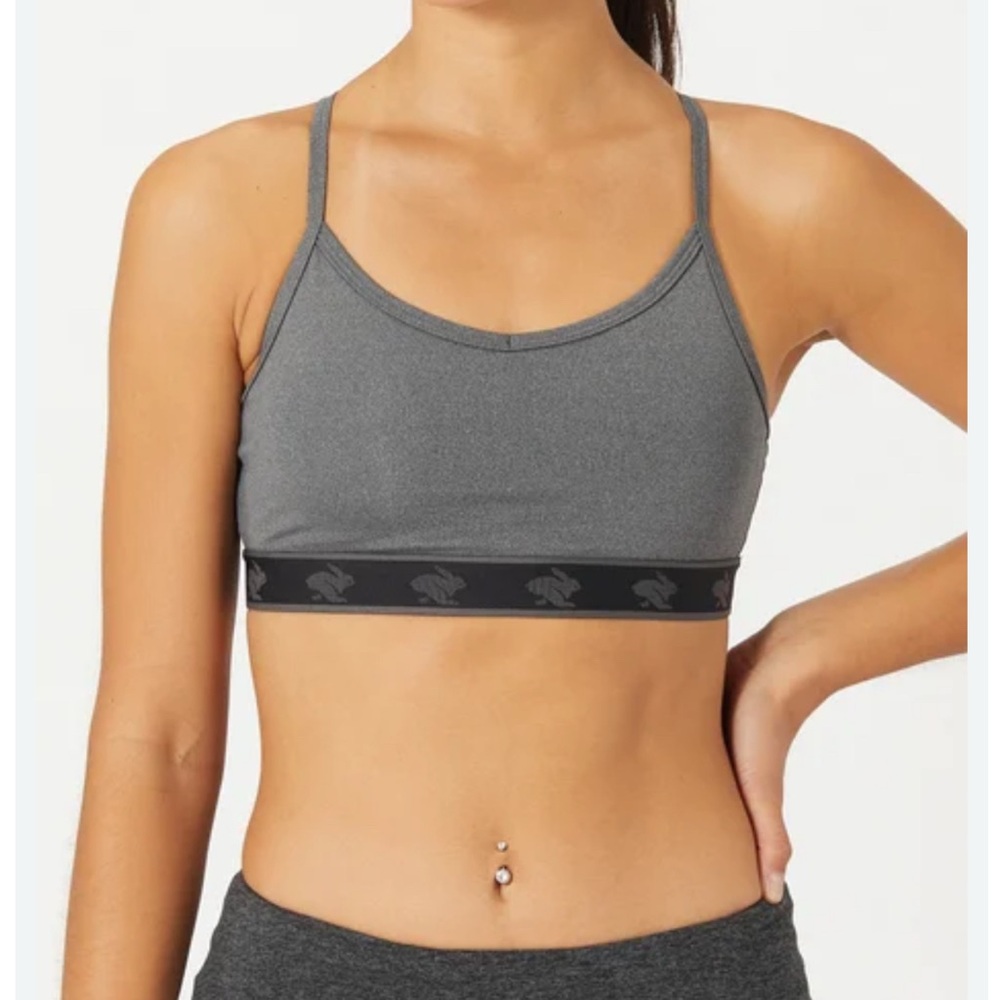 Rabbit Strappy Pocket Sports Running Bra Grey Medium